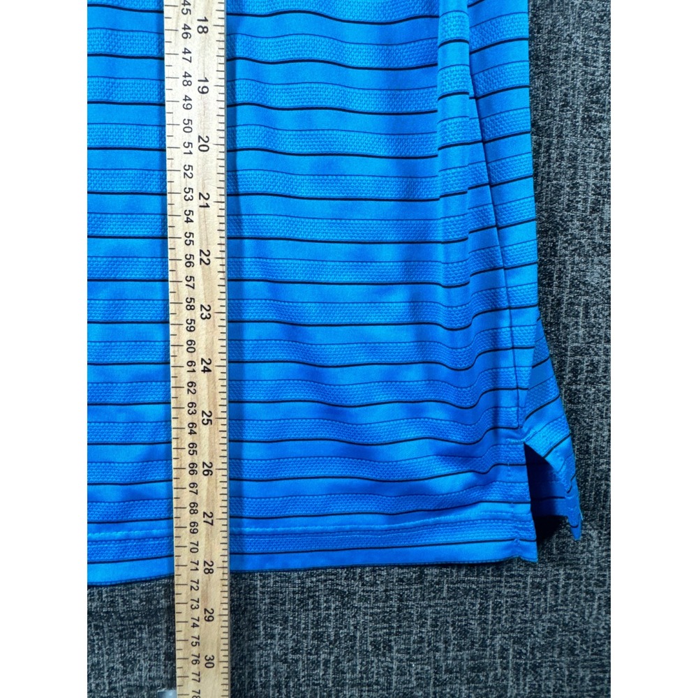 PGA Tour Mens XL Blue Striped Short Sleeve Performance Golf Polo Shirt - Picture 6 of 12